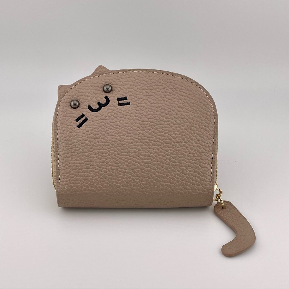 Beige Cat Credit Card Holder Wallet